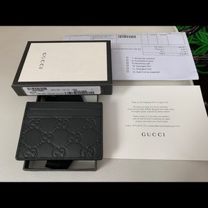 Gucci black leather card case